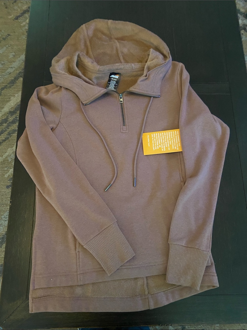 Avia Brown Hooded Quarter-Zip Pullover